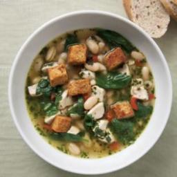 Chicken and Spinach Soup with Fresh Pesto
