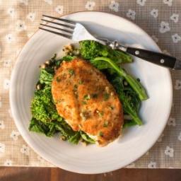 Chicken Scaloppine over Broccoli Rabe