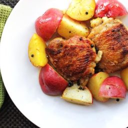 Chicken Thighs With Saffron, Lemon, and Red Potatoes