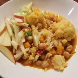 Chickpea Cauliflower Stew with Apple and Onion Salad