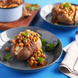 Chickpea Chili on Baked Potatoes