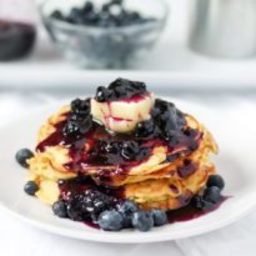 Chickpea Flour Pancakes and Low Carb Blueberry Syrup! {Gluten Free and Grai