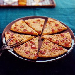 Chickpea Flour Pizza with Tomato and Parmesan