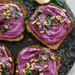 Chickpea-Free Purple Sweet Potato Hummus Toast