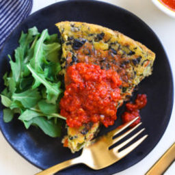 Chickpea Frittata with Roasted Red Pepper Sauce