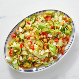 Chickpea & Green Goddess Salad with Cucumbers & Pickled Peppers