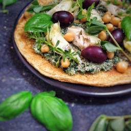Chickpea Pizza With Herb Pesto