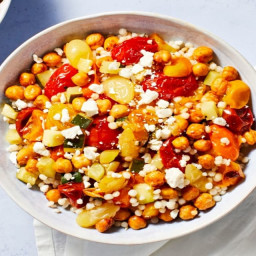 Chickpea-Powered Couscous with Zucchini and Heirloom Grape Tomatoes