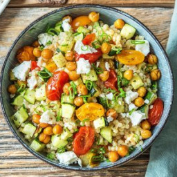 Chickpea-Powered Mediterranean Couscous with Zucchini and Heirloom Grape To
