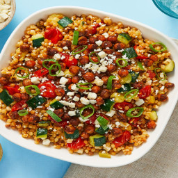 Chickpea-Powered Mediterranean Couscous with Zucchini & Grape Tomatoes