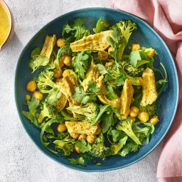 Chickpea Salad with Broccoli and Golden Milk-Poached Chicken