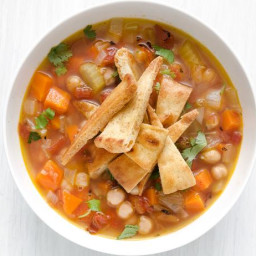 Chickpea Soup with Spiced Pita Chips