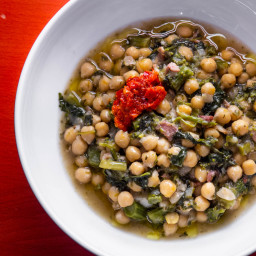 Chickpea Stew With Bacon and Broccoli Rabe Recipe