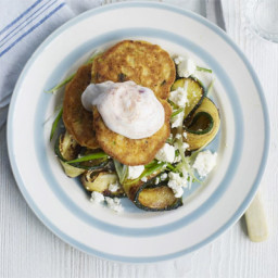 Chickpea fritters with courgette salad