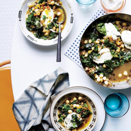 Chickpeas and Chard with Poached Eggs