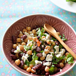 Chickpeas, Red Kidney beans & Feta Cheese Salad with lemon juice and Parsle