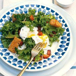 Chicory Salad with Lardons and Poached Eggs