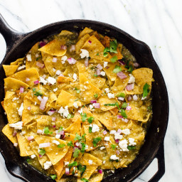 Chilaquiles Verdes with Baked Tortilla Chips