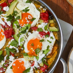 Chilaquiles with Tomatillo Salsa and Fried Eggs Recipe