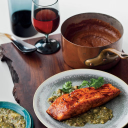 Chile-Honey-Glazed Salmon with Two Sauces