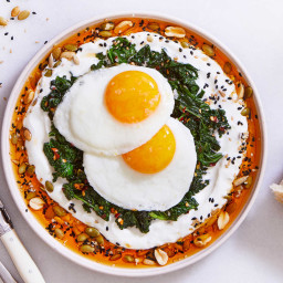 Chile-Oil Fried Eggs With Greens and Yogurt
