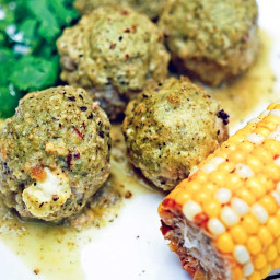 Chiles Rellenos Meatballs with Tomatillo Sauce