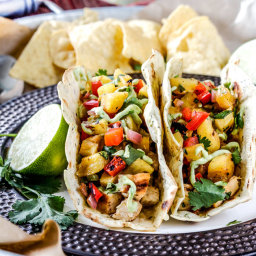 Chili Lime Chicken Tacos with Grilled Pineapple Salsa