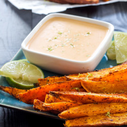 Chili Lime Sweet Potato Fries with Honey Chipotle Dipping Sauce