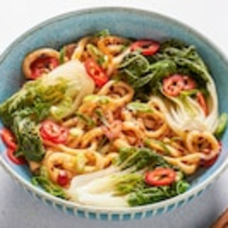 Chili Oil Noodles With Steamed Bok Choy