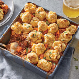 Chili Potpie with Cheddar Biscuits