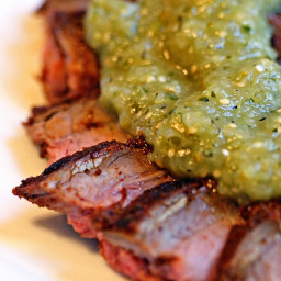 Chili Lime Rubbed Grilled Flank with Tomatillo Salsa