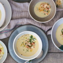 Chilled Corn Soup with Lobster Salad
