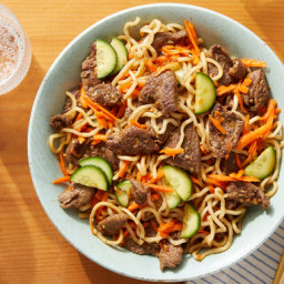 Chilled Lemongrass Beef & Noodles with Marinated Vegetables & Cucum