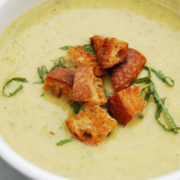 Chilled Summer Squash Soup With Yogurt, Mint, and Sourdough Croutons Recipe