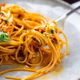 Chilli Crisp Garlic Butter Spaghetti