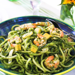 Chimichurri Cucumber Noodles with Shrimp, Avocado and Hearts of Palm
