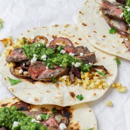 Chimichurri Steak Tacos with Grilled Corn ~ Barley & Sage