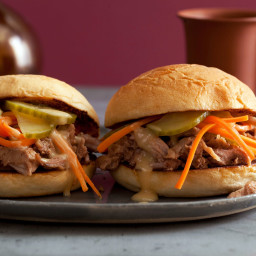 Chinese BBQ Pulled Pork Sliders with Pickled Cukes and Carrots and Sweet-an