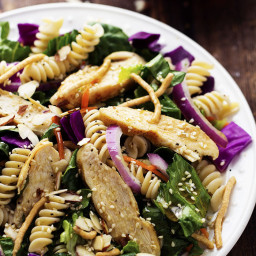 Chinese Chicken Pasta Salad with Sesame Dressing