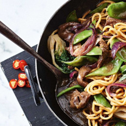 Chinese five spice beef with wok-tossed noodles