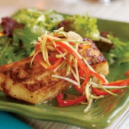 Chinese Five-Spice Halibut with Pickled Red Pepper and Ginger