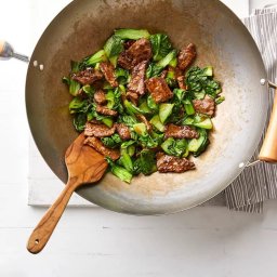 Chinese Ginger Beef Stir-Fry with Baby Bok Choy
