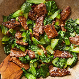 Chinese Ginger Beef Stir-Fry with Baby Bok Choy