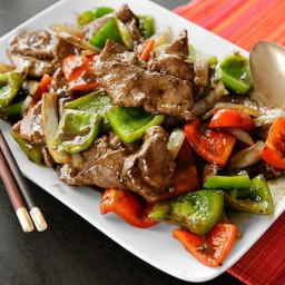 Chinese Pepper Steak (Stir-Fried Beef with Onions, Peppers, and Black Peppe