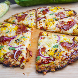 Chipotle BBQ Bacon and Grilled Corn Zucchini Crust Pizza