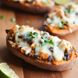 Chipotle, Black Bean, and Roasted Garlic Twice-Baked Sweet Potatoes