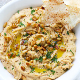 Chipotle Hummus with Roasted Pine Nuts