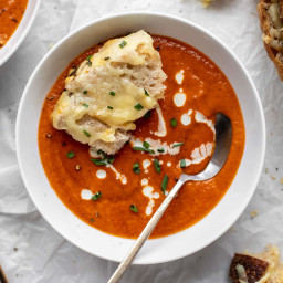 Chipotle Tomato Soup with Smoked Cheddar Pull Apart Bread