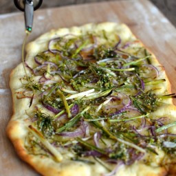 Chive Flowers Two Ways: Chive Flower Flatbread