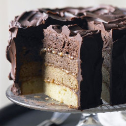 Chocolate and caramel ombre cake